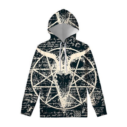 Satan Goat Skull Symbol Print Pullover Hoodie