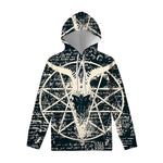 Satan Goat Skull Symbol Print Pullover Hoodie