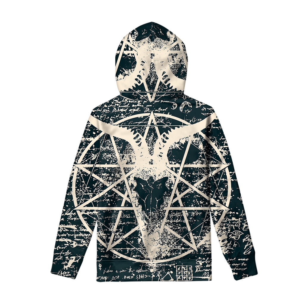 Satan Goat Skull Symbol Print Pullover Hoodie