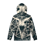 Satan Goat Skull Symbol Print Pullover Hoodie