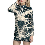 Satan Goat Skull Symbol Print Pullover Hoodie Dress