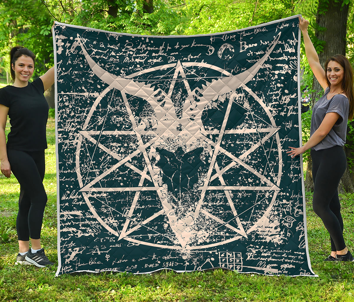 Satan Goat Skull Symbol Print Quilt