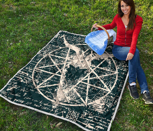 Satan Goat Skull Symbol Print Quilt