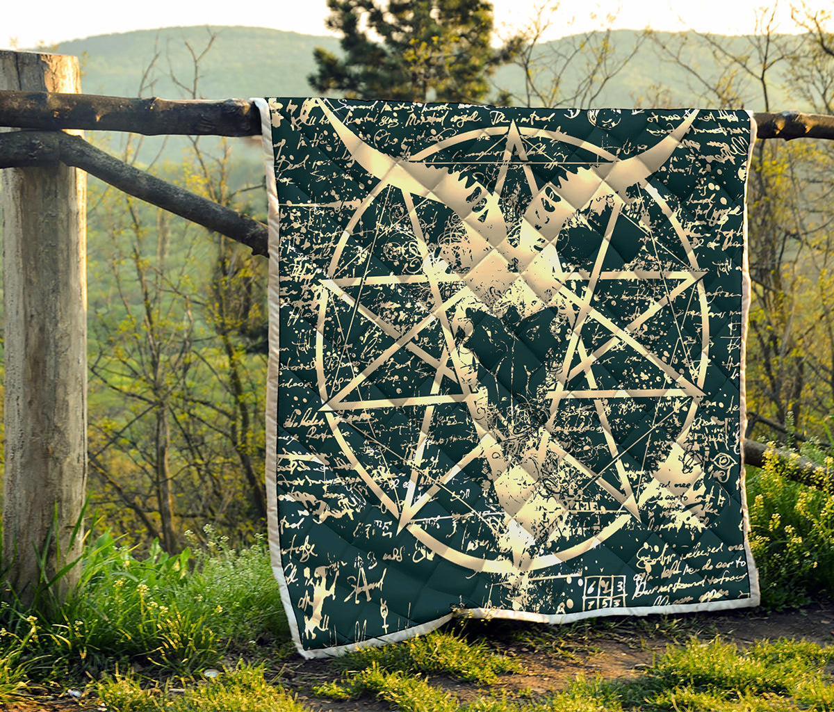 Satan Goat Skull Symbol Print Quilt