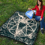 Satan Goat Skull Symbol Print Quilt