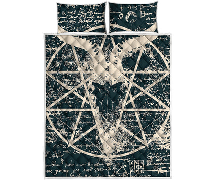 Satan Goat Skull Symbol Print Quilt Bed Set