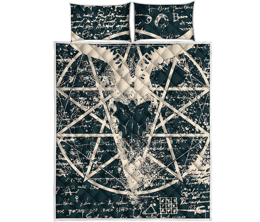 Satan Goat Skull Symbol Print Quilt Bed Set