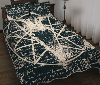 Satan Goat Skull Symbol Print Quilt Bed Set