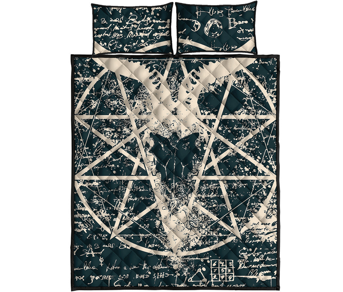 Satan Goat Skull Symbol Print Quilt Bed Set