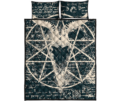 Satan Goat Skull Symbol Print Quilt Bed Set
