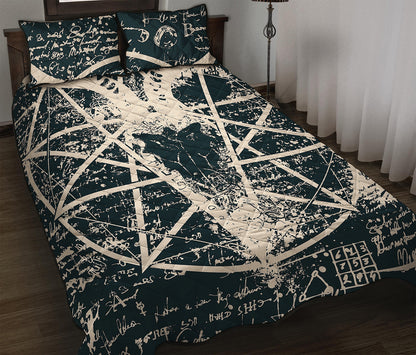 Satan Goat Skull Symbol Print Quilt Bed Set