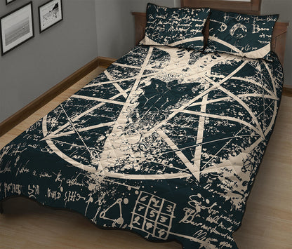 Satan Goat Skull Symbol Print Quilt Bed Set