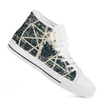 Satan Goat Skull Symbol Print White High Top Shoes