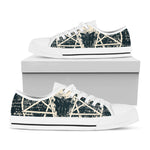 Satan Goat Skull Symbol Print White Low Top Shoes
