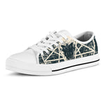Satan Goat Skull Symbol Print White Low Top Shoes
