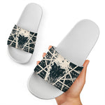 Satan Goat Skull Symbol Print White Slide Sandals