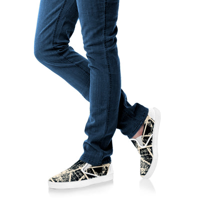 Satan Goat Skull Symbol Print White Slip On Shoes