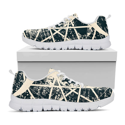 Satan Goat Skull Symbol Print White Sneakers