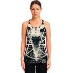 Satan Goat Skull Symbol Print Women's Racerback Tank Top