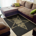 Satanic Pentagram Skull Print Area Rug