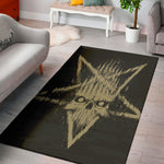 Satanic Pentagram Skull Print Area Rug