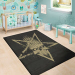 Satanic Pentagram Skull Print Area Rug