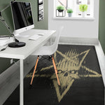 Satanic Pentagram Skull Print Area Rug