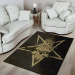 Satanic Pentagram Skull Print Area Rug