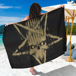 Satanic Pentagram Skull Print Beach Sarong Wrap