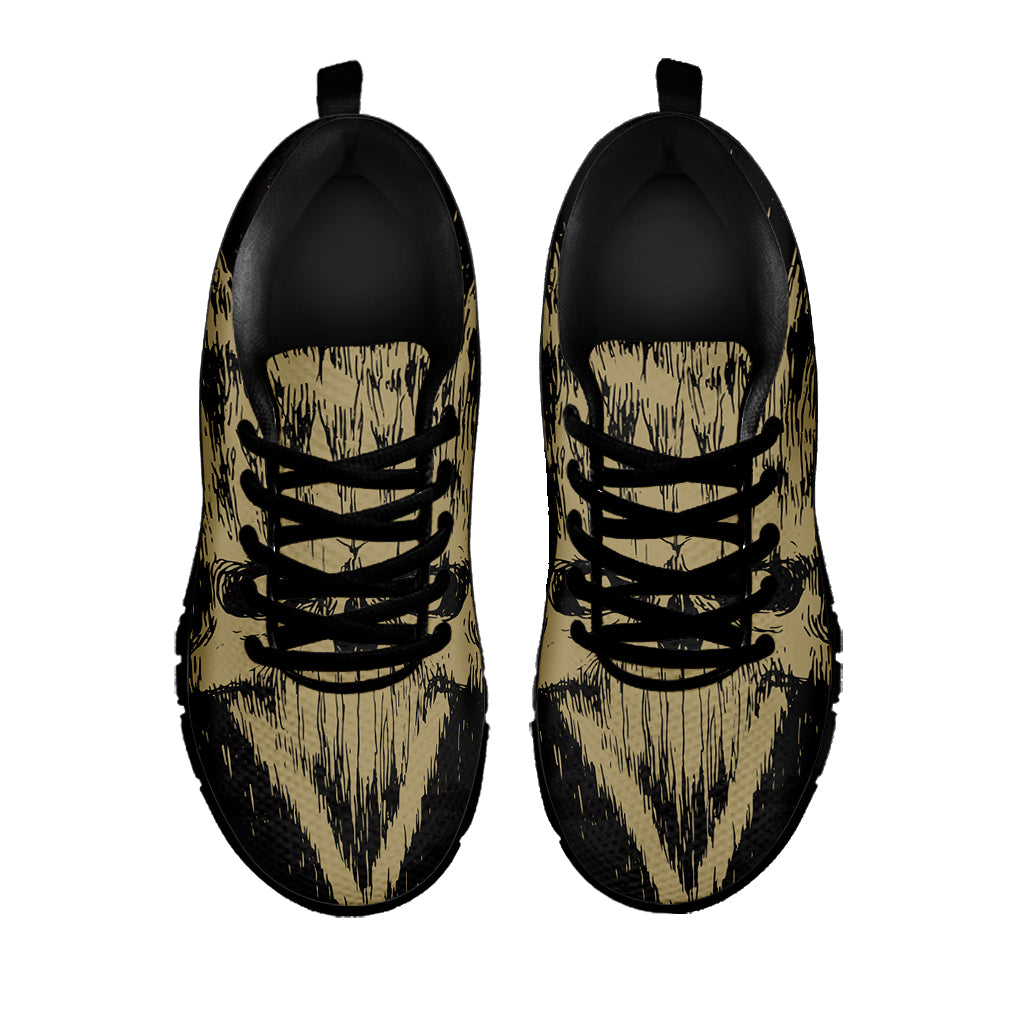 Satanic Pentagram Skull Print Black Sneakers