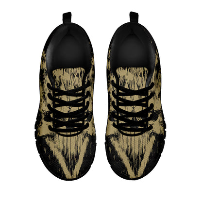 Satanic Pentagram Skull Print Black Sneakers