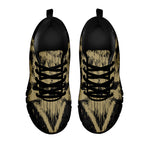 Satanic Pentagram Skull Print Black Sneakers