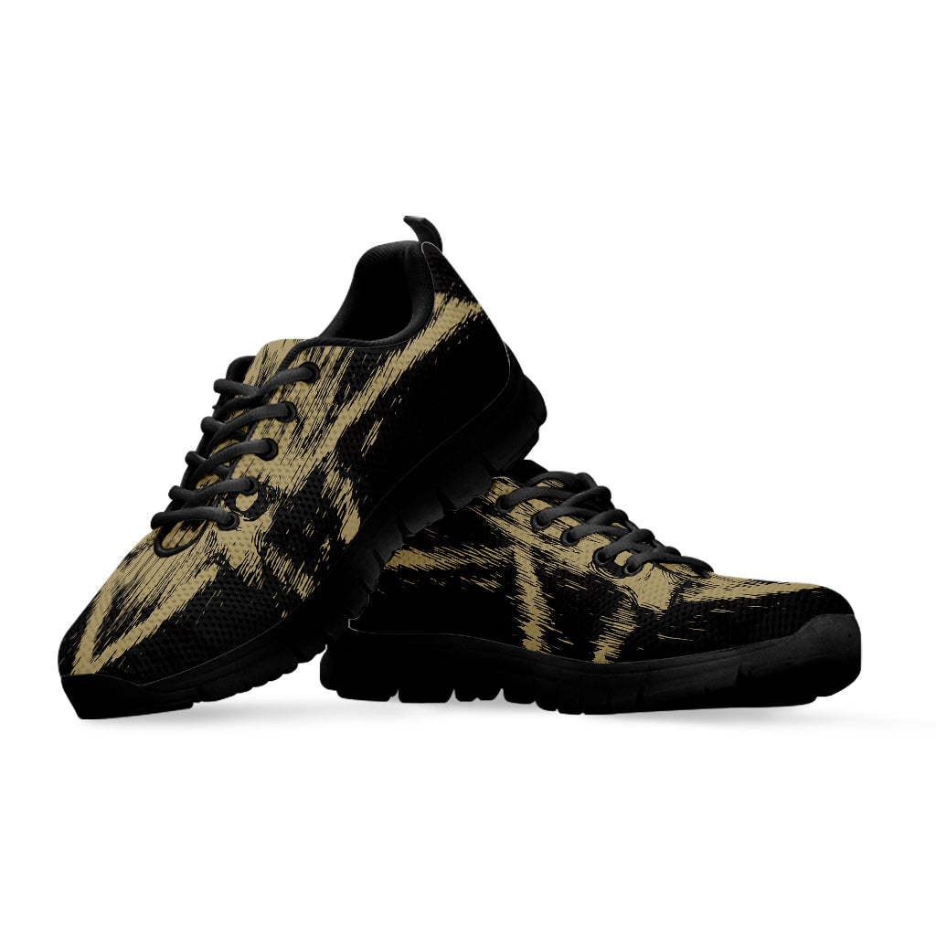 Satanic Pentagram Skull Print Black Sneakers