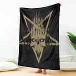 Satanic Pentagram Skull Print Blanket