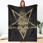Satanic Pentagram Skull Print Blanket