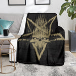 Satanic Pentagram Skull Print Blanket