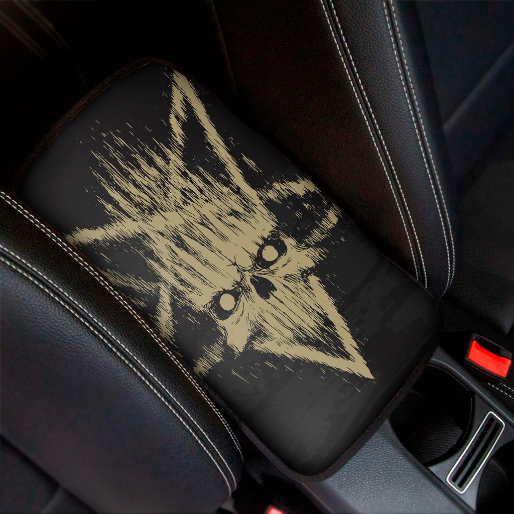 Satanic Pentagram Skull Print Car Center Console Cover