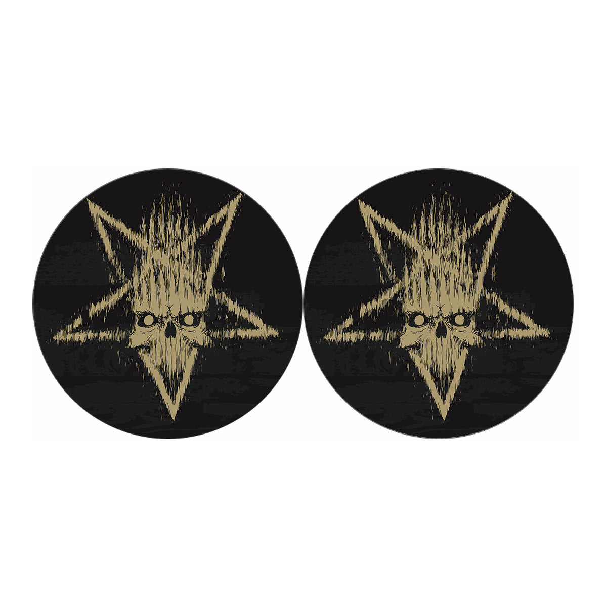 Satanic Pentagram Skull Print Car Coasters