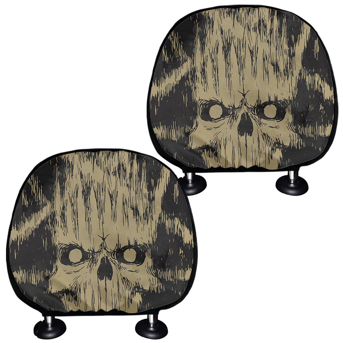Satanic Pentagram Skull Print Car Headrest Covers