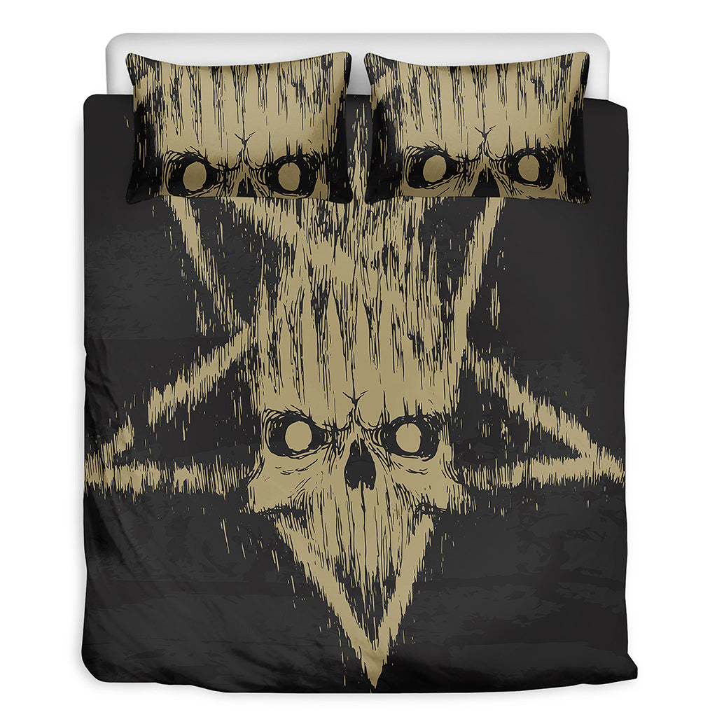 Satanic Pentagram Skull Print Duvet Cover Bedding Set