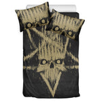 Satanic Pentagram Skull Print Duvet Cover Bedding Set