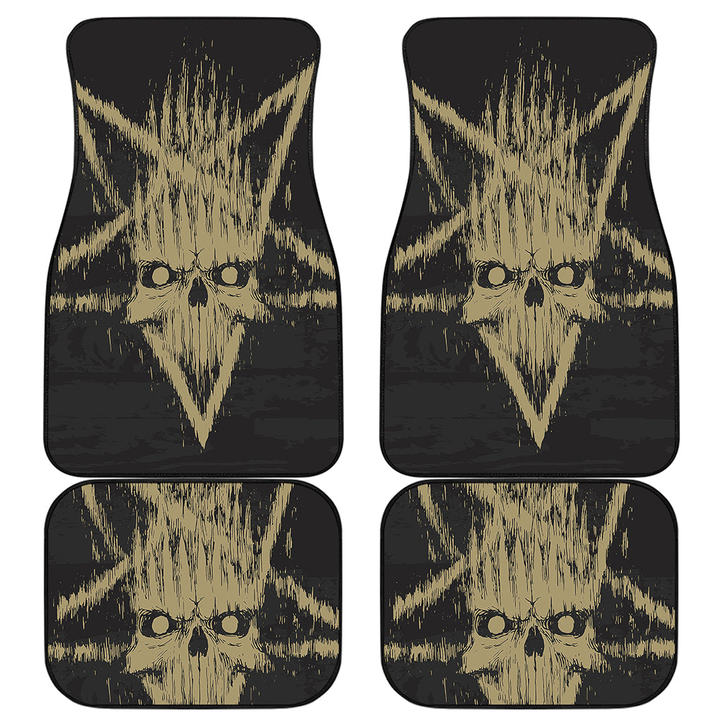 Satanic Pentagram Skull Print Front and Back Car Floor Mats