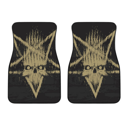 Satanic Pentagram Skull Print Front Car Floor Mats