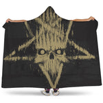 Satanic Pentagram Skull Print Hooded Blanket