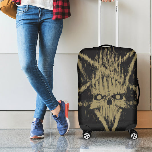 Satanic Pentagram Skull Print Luggage Cover