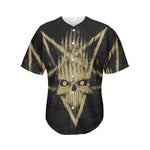 Satanic Pentagram Skull Print Men's Baseball Jersey