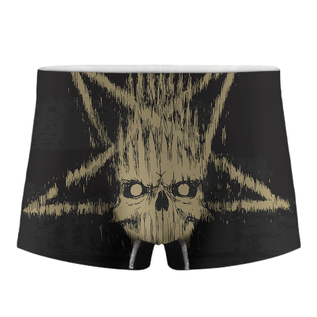 Satanic Pentagram Skull Print Men's Boxer Briefs