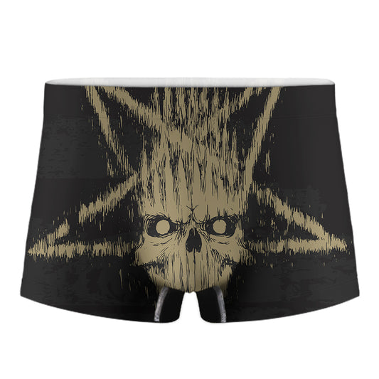 Satanic Pentagram Skull Print Men's Boxer Briefs