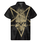 Satanic Pentagram Skull Print Men's Short Sleeve Shirt