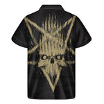 Satanic Pentagram Skull Print Men's Short Sleeve Shirt